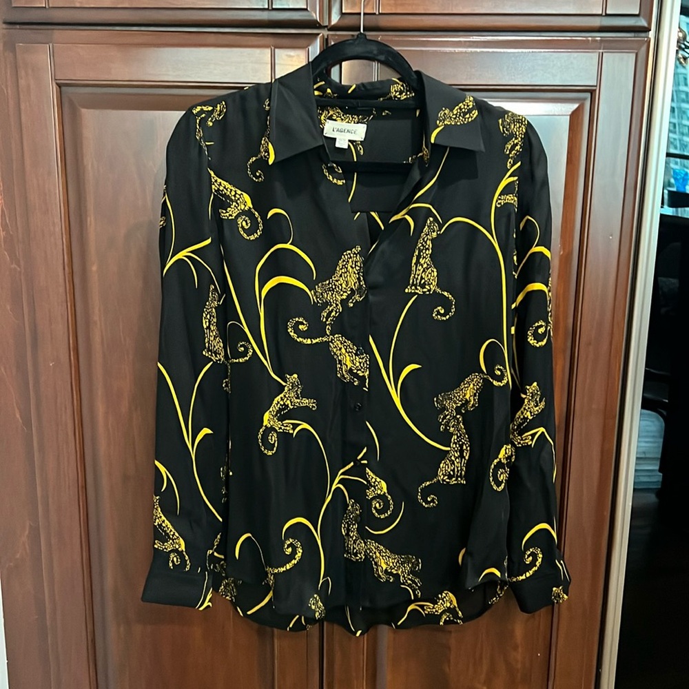 L’Agence print button down blouse.